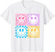 Retro Happy Face Shirt Checked Pattern Smile Face Trendy
