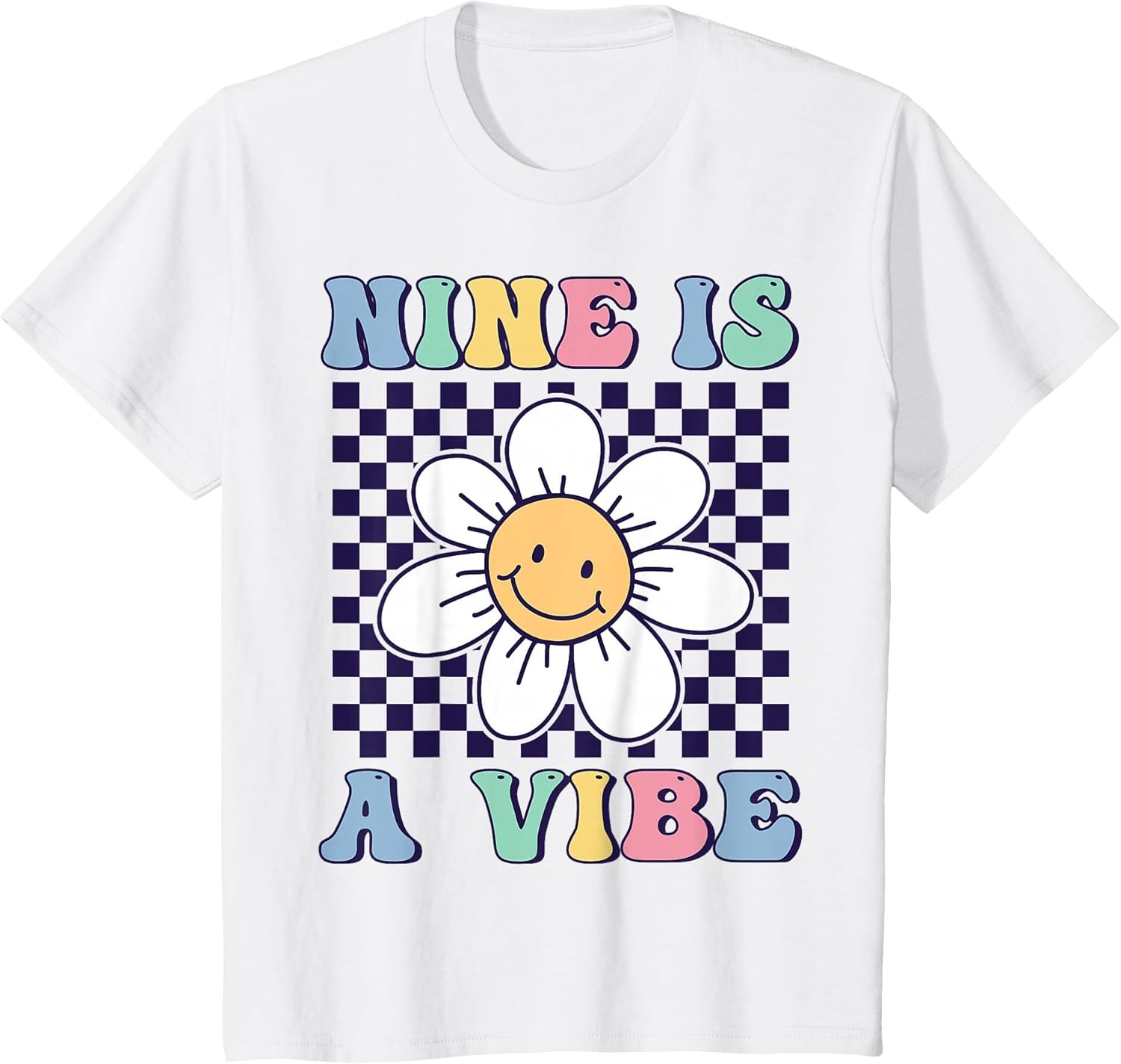 Nine is A Vibe Cute Groovy 9th Birthday Party Daisy Flower