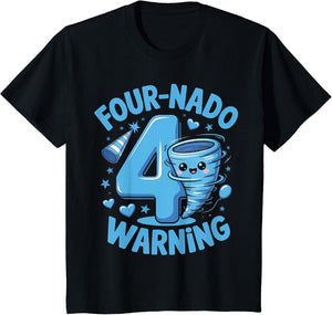 Kids Four-Nado Warning 4th Birthday Boy Tornado Birthday