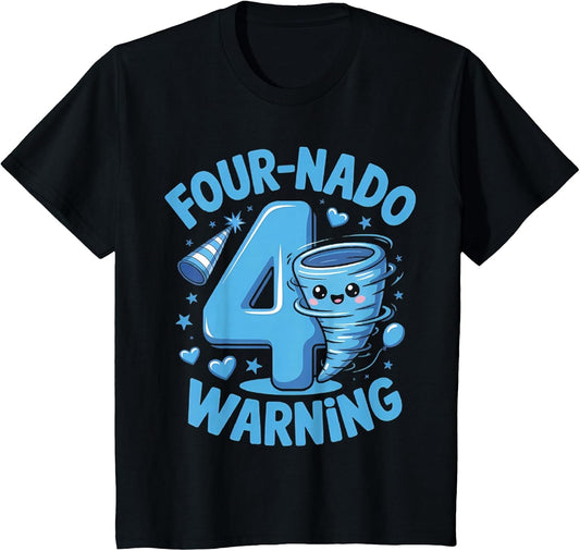 Kids Four-Nado Warning 4th Birthday Boy Tornado Birthday