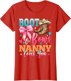 Boots or Bows Nanny Loves You Gender Reveal Family