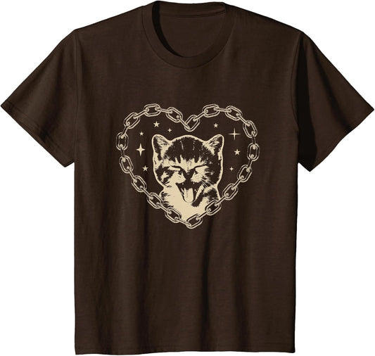 Cute Y2K Cat Heart Emo Goth 90s 2000s Vintage Graphic