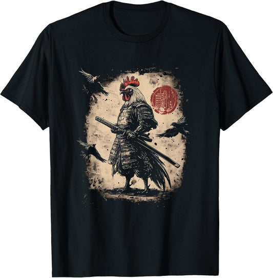 Samurai Rooster Warrior Vintage Japanese Anime Funny
