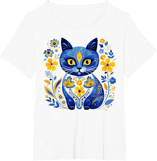 Ukraine Cat Floral Vintage Ukrainian Flag Vyshyvanka Style