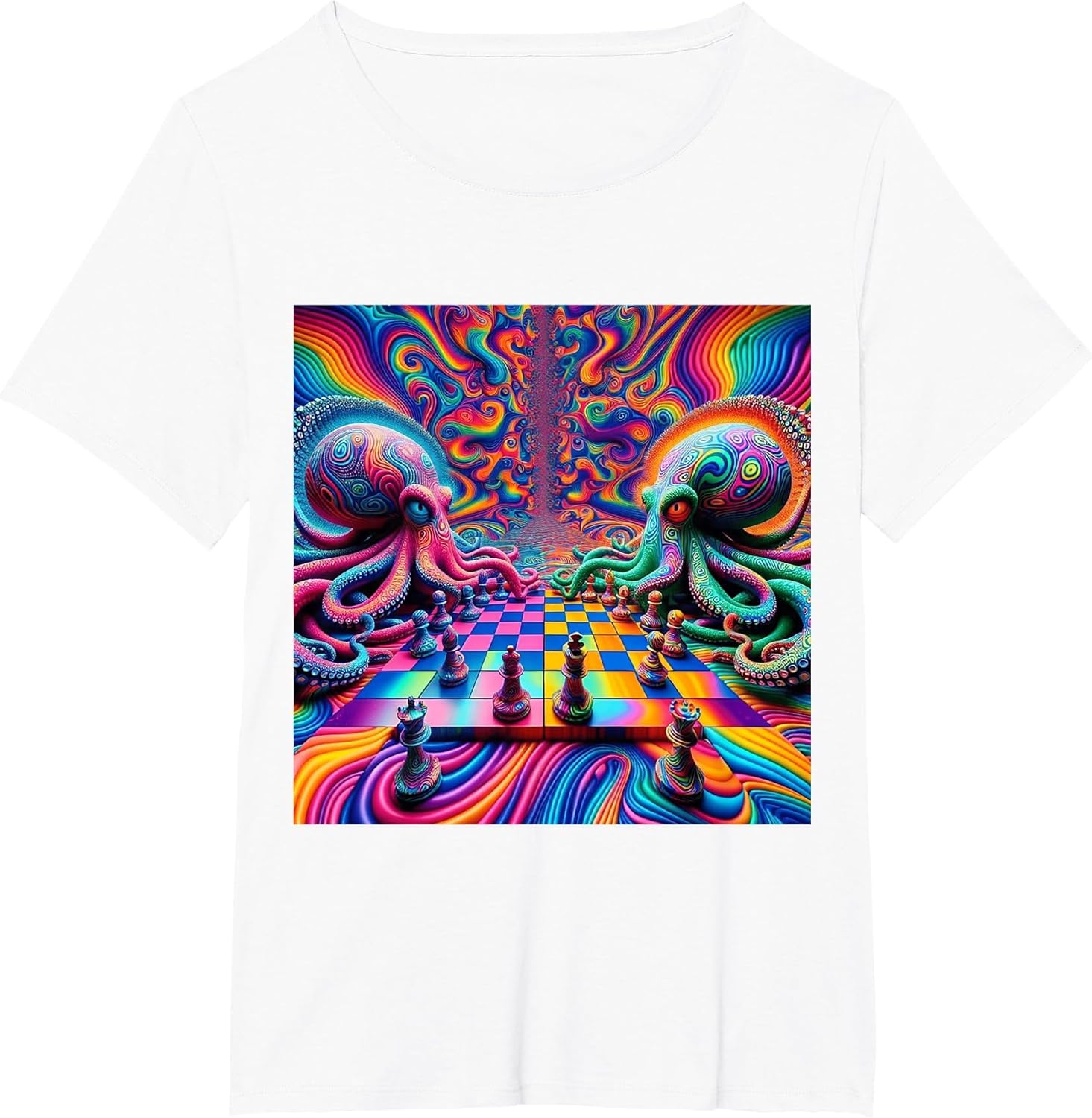 Trippy Octopus Alien Chess Battle EDM Music Rave Festival