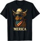 Highland Cow 4th July Merica America USA Cowboy Boys Girls