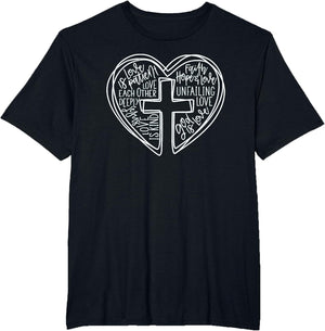 Easter Christian Heart Shirt Jesus is Love Word Heart Cross