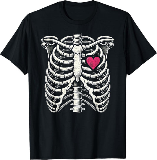 Heart Rib Cage X-Ray Adult Kids Funny Halloween Skeleton