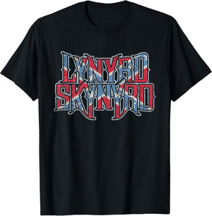 Lynyrd Skynyrd Vintage Logo Rock Biker US Flag Southern