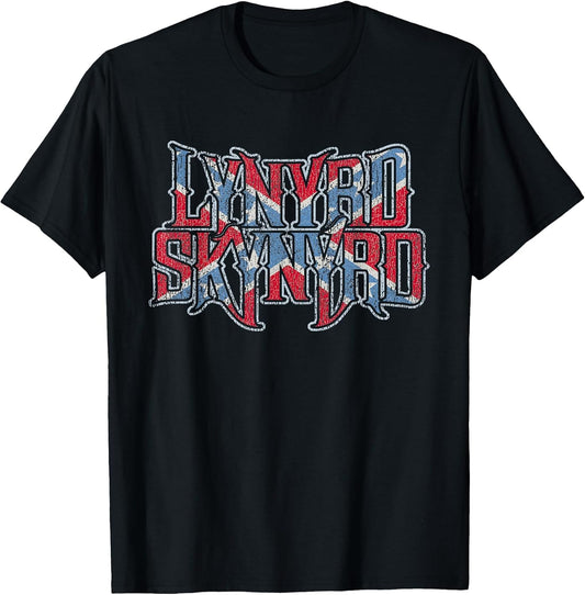 Lynyrd Skynyrd Vintage Logo Rock Biker US Flag Southern