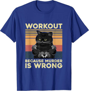 Vintage Workout Because Murder is Wrong Cat Funny Gym