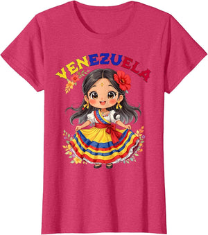 Cute Venezuela Girl Traditional Dress Colorful Art Kids