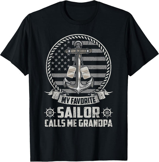 My Favorite Sailor Calls Me Grandpa Flag US Veteran Military