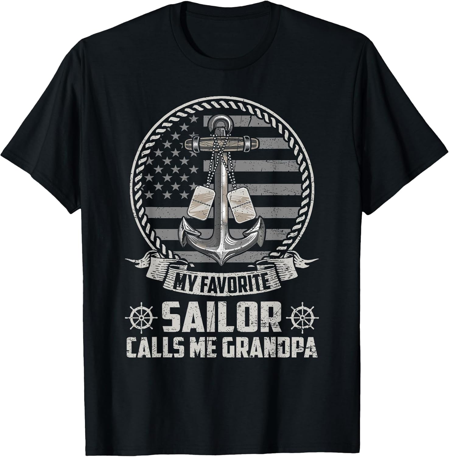 My Favorite Sailor Calls Me Grandpa Flag US Veteran Military