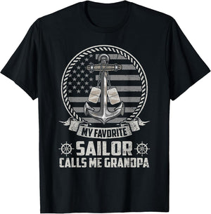 My Favorite Sailor Calls Me Grandpa Flag US Veteran Military