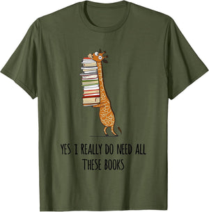 Giraffe Holding A Stack of Books Yes I Really Do Need All