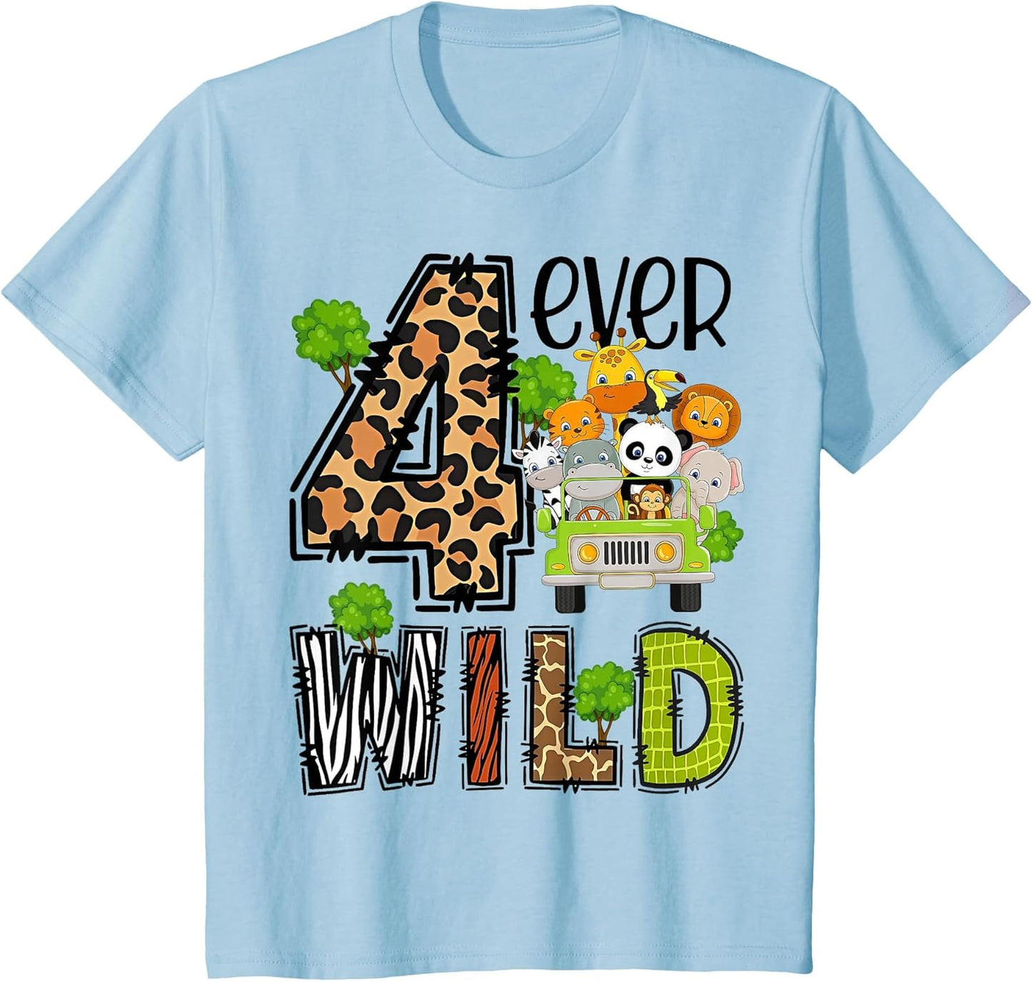 Kids Four Ever Wild 4 Year Old 4th Birthday Young Safari Zoo Bday