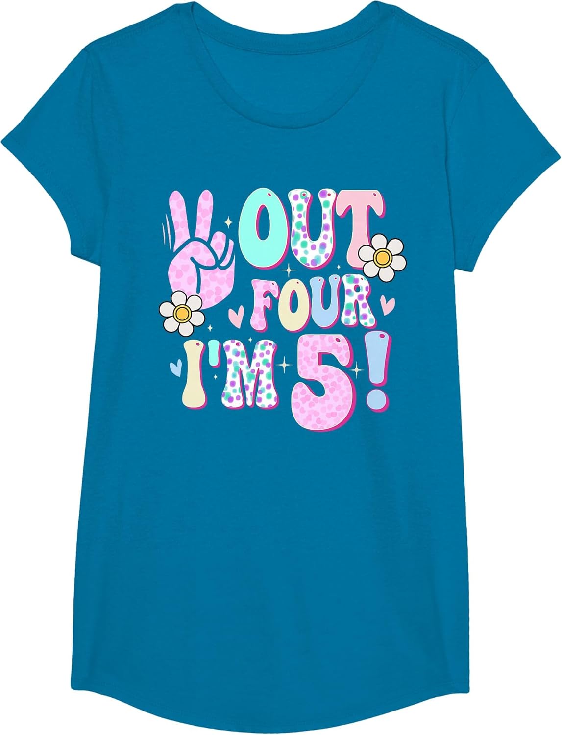 Peace Out Four I'm 5 Five Year Old Girl 5th Birthday