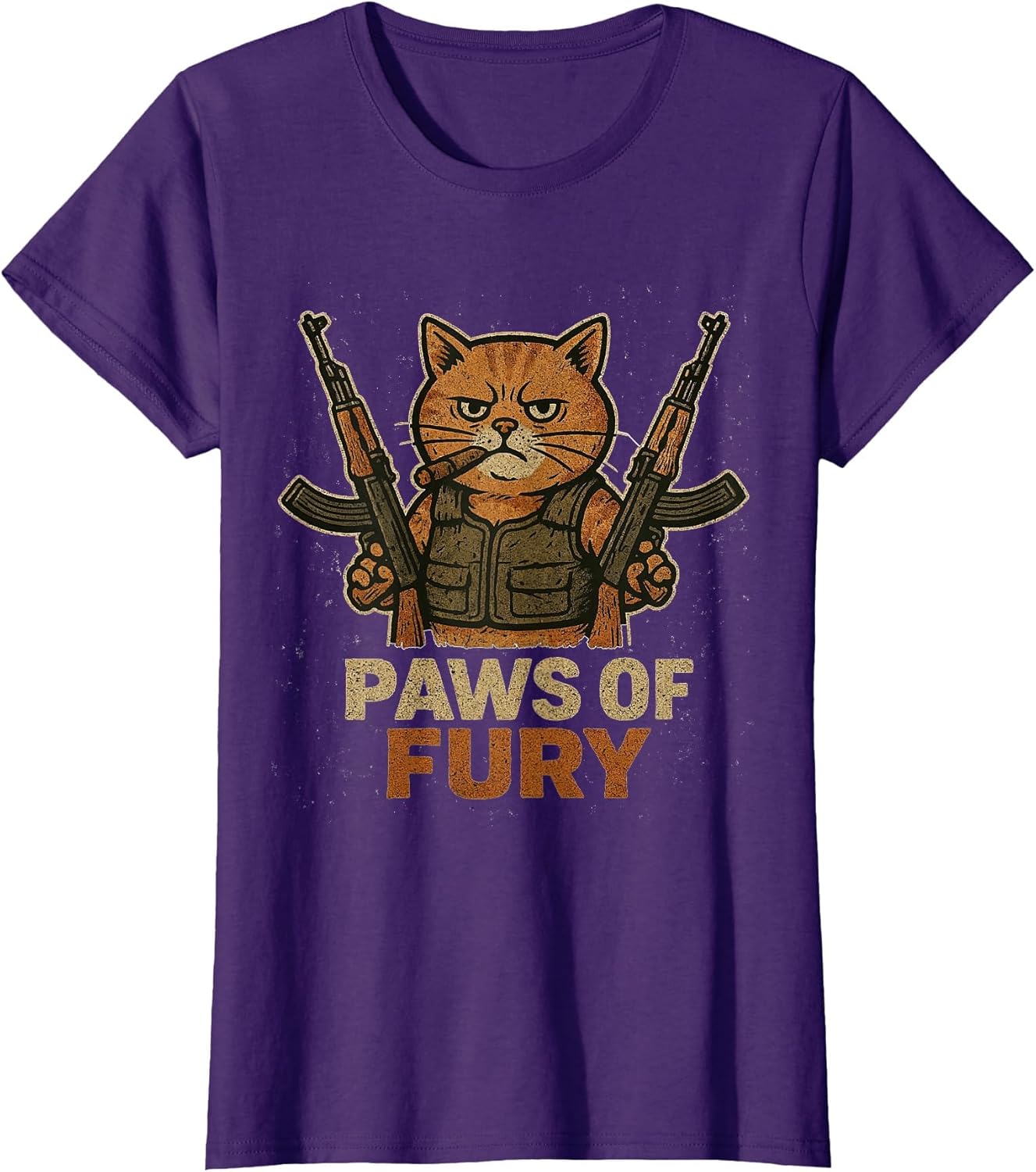 Funny Army Cat with Gun Soldier Fighter Kitty Paws of Fury