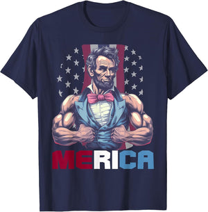 USA 4th of July, Abraham Lincoln Funny Workout Muscles