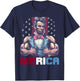 USA 4th of July, Abraham Lincoln Funny Workout Muscles