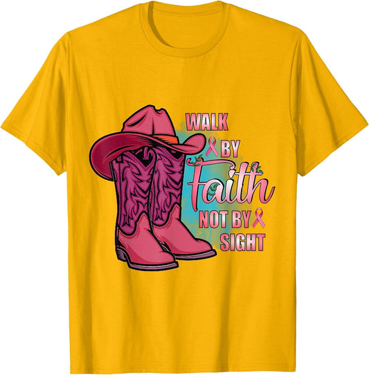 Walk By Faith Not By Sight Awareness Breast Cancer Boots Pink