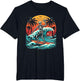 Skeleton Riding Wave Vintage Palm s Tree Beach Halloween