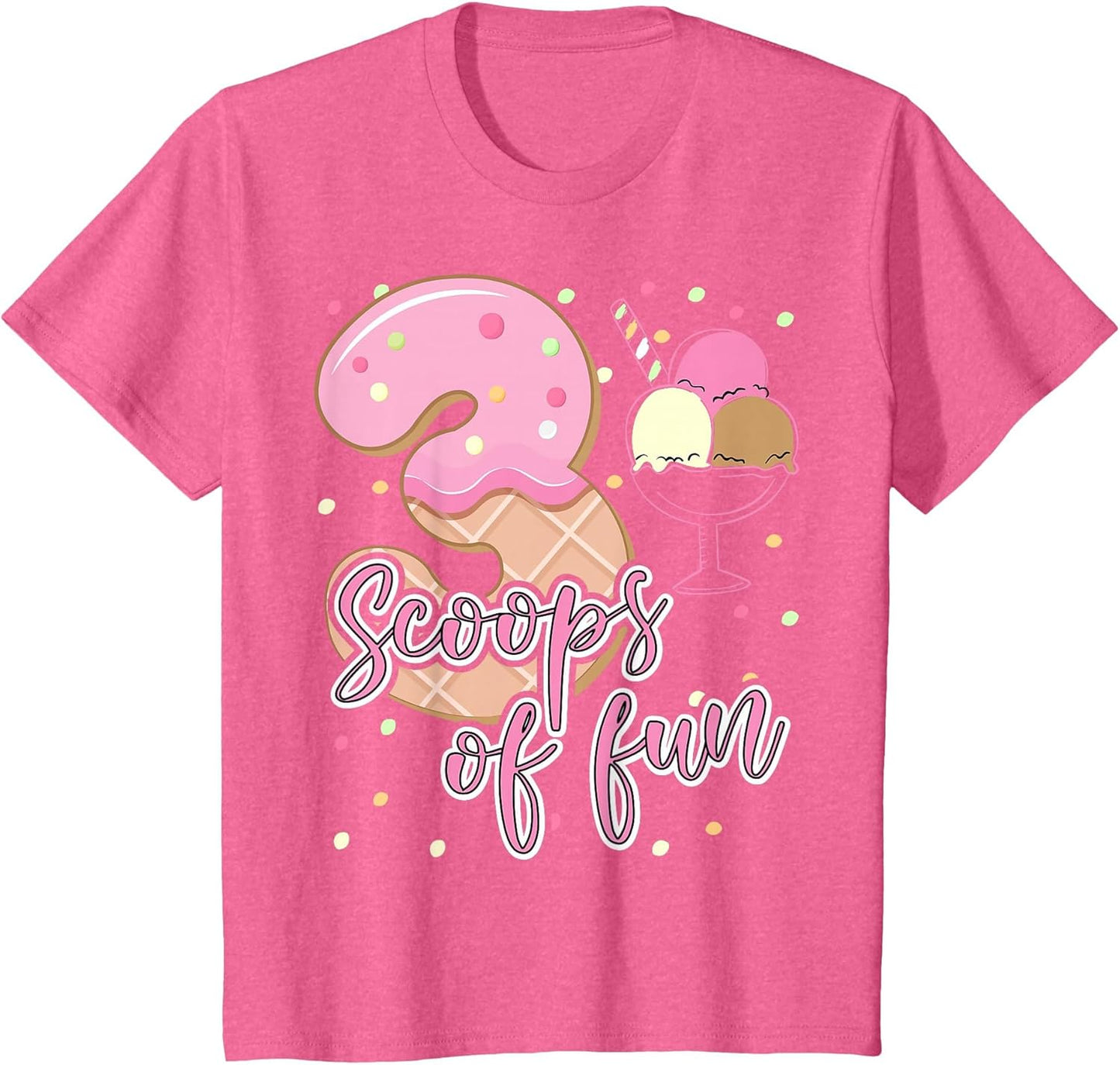 Kids 3 Scoops of Fun Ice Cream Birthday Theme 3 Years Old Girls