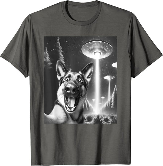 Funny German Shepherd Alien UFO Taking a Selfie Dog Mom Dad