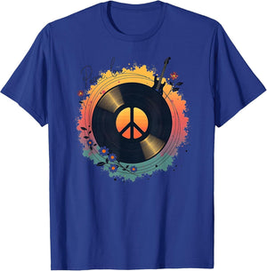 Peace Love & Rock N Roll Boho Hippie Retro Vinyl Art Sabotage