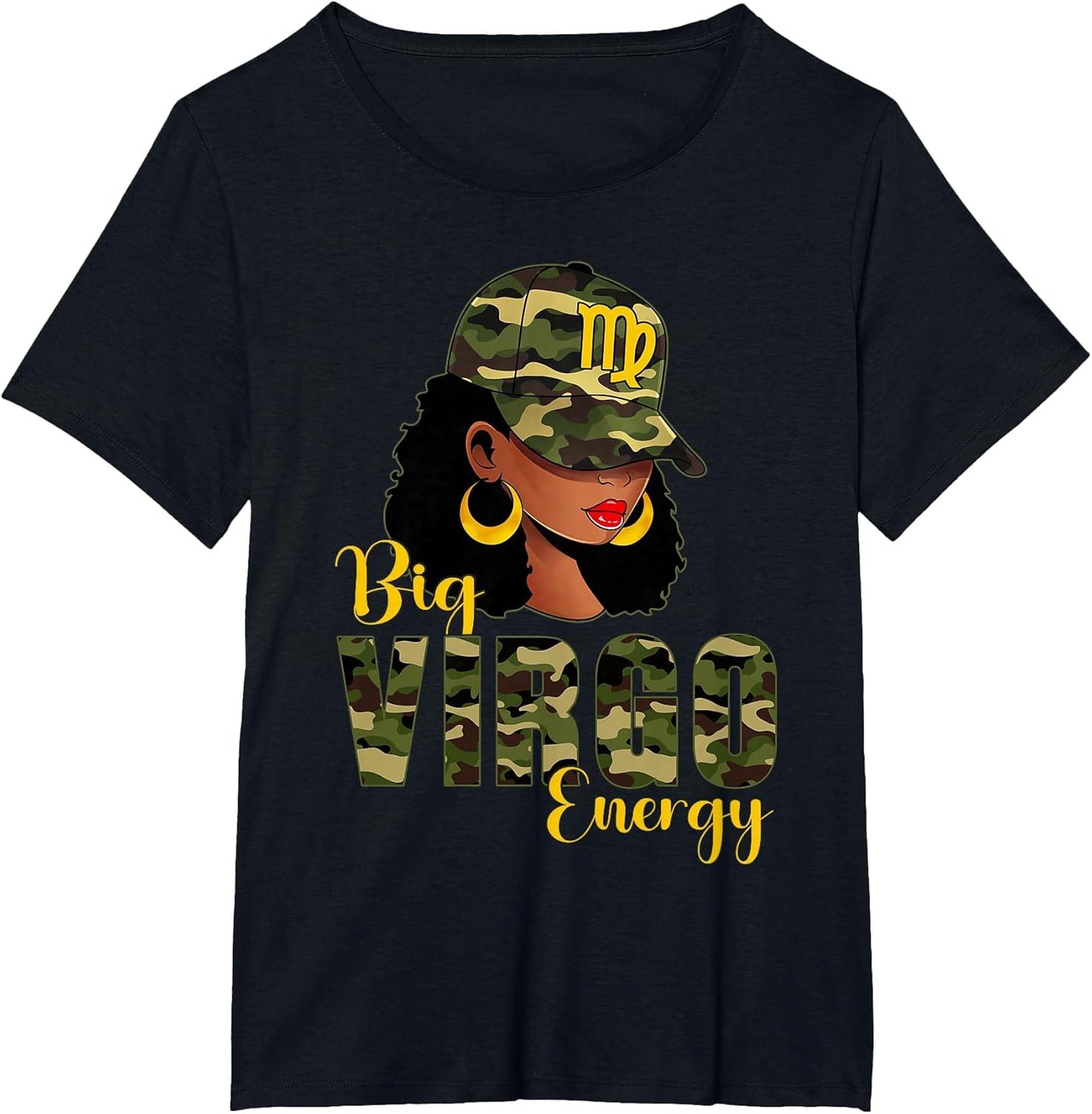 Big Virgo Energy Camouflage Black Woman Cap Zodiac