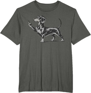 Funny Rude Black Dachshund Dog Meme Middle Finger Wiener Dog
