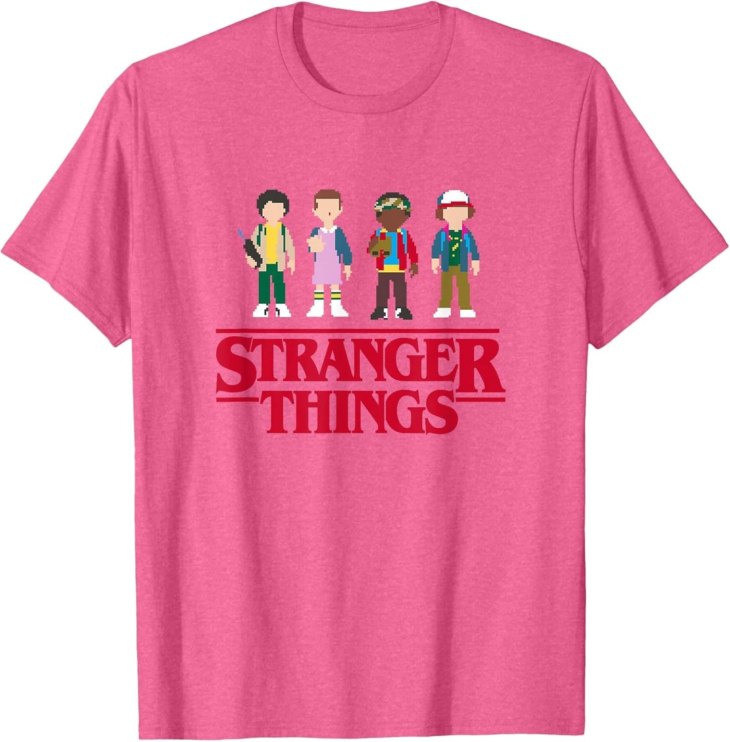Stranger Things Pixelated Main Characters Group Logo