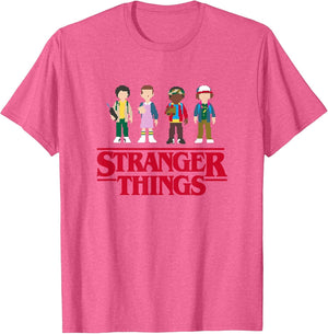 Stranger Things Pixelated Main Characters Group Logo