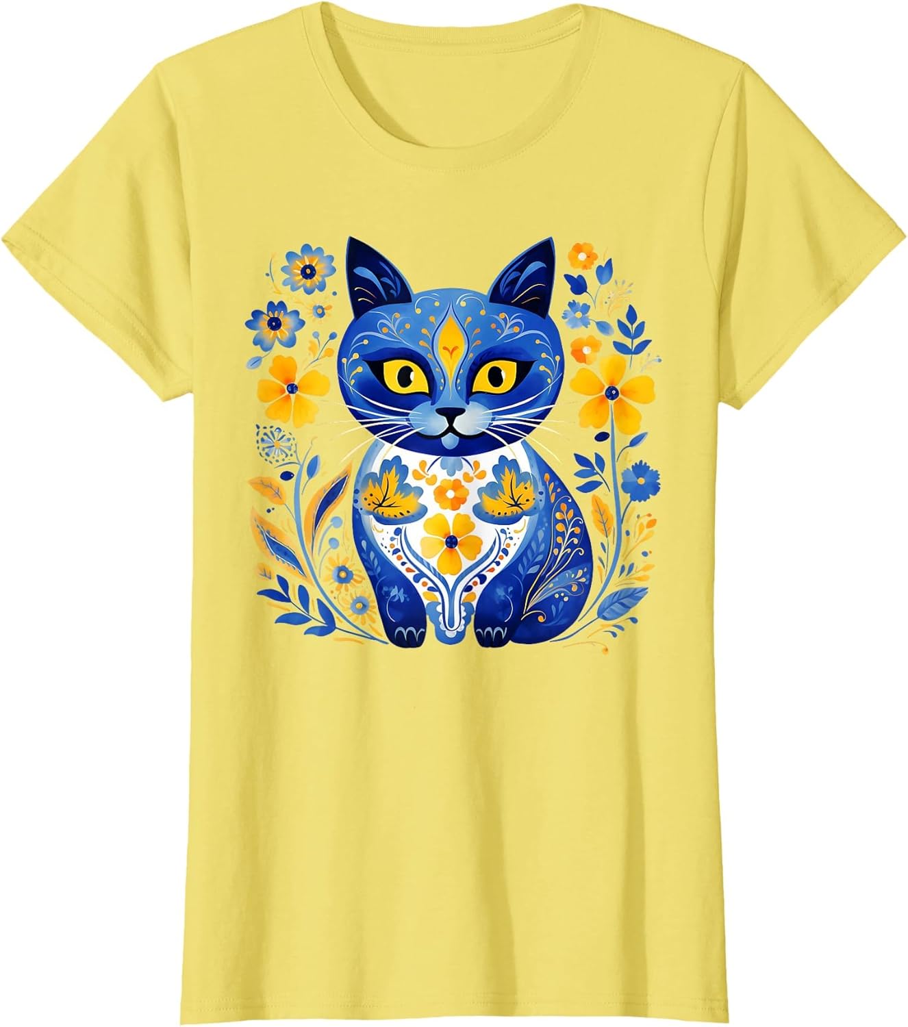 Ukraine Cat Floral Vintage Ukrainian Flag Vyshyvanka Style