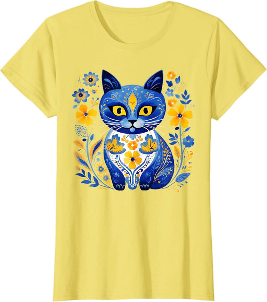 Ukraine Cat Floral Vintage Ukrainian Flag Vyshyvanka Style