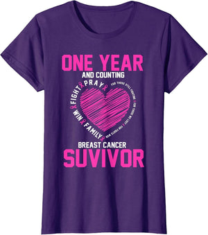 1 Year Cancer Free Pink Breast Cancer Awareness