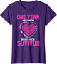 1 Year Cancer Free Pink Breast Cancer Awareness