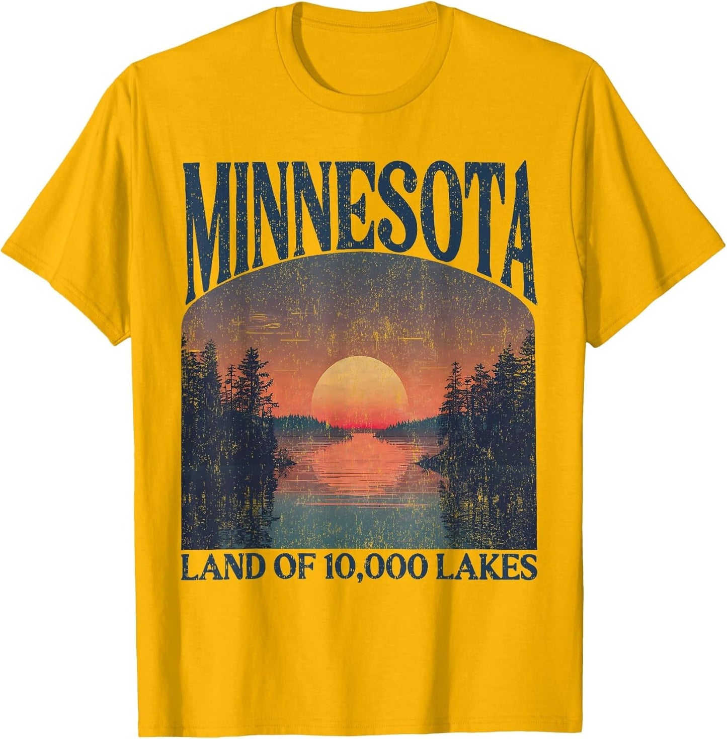 Minnesota Land of 10000 Lakes Sunset Nature Vintage Style