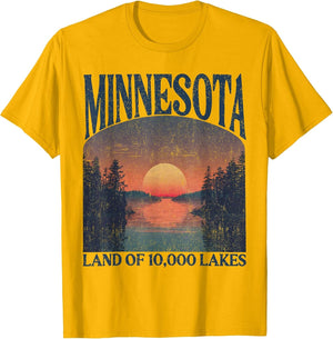 Minnesota Land of 10000 Lakes Sunset Nature Vintage Style