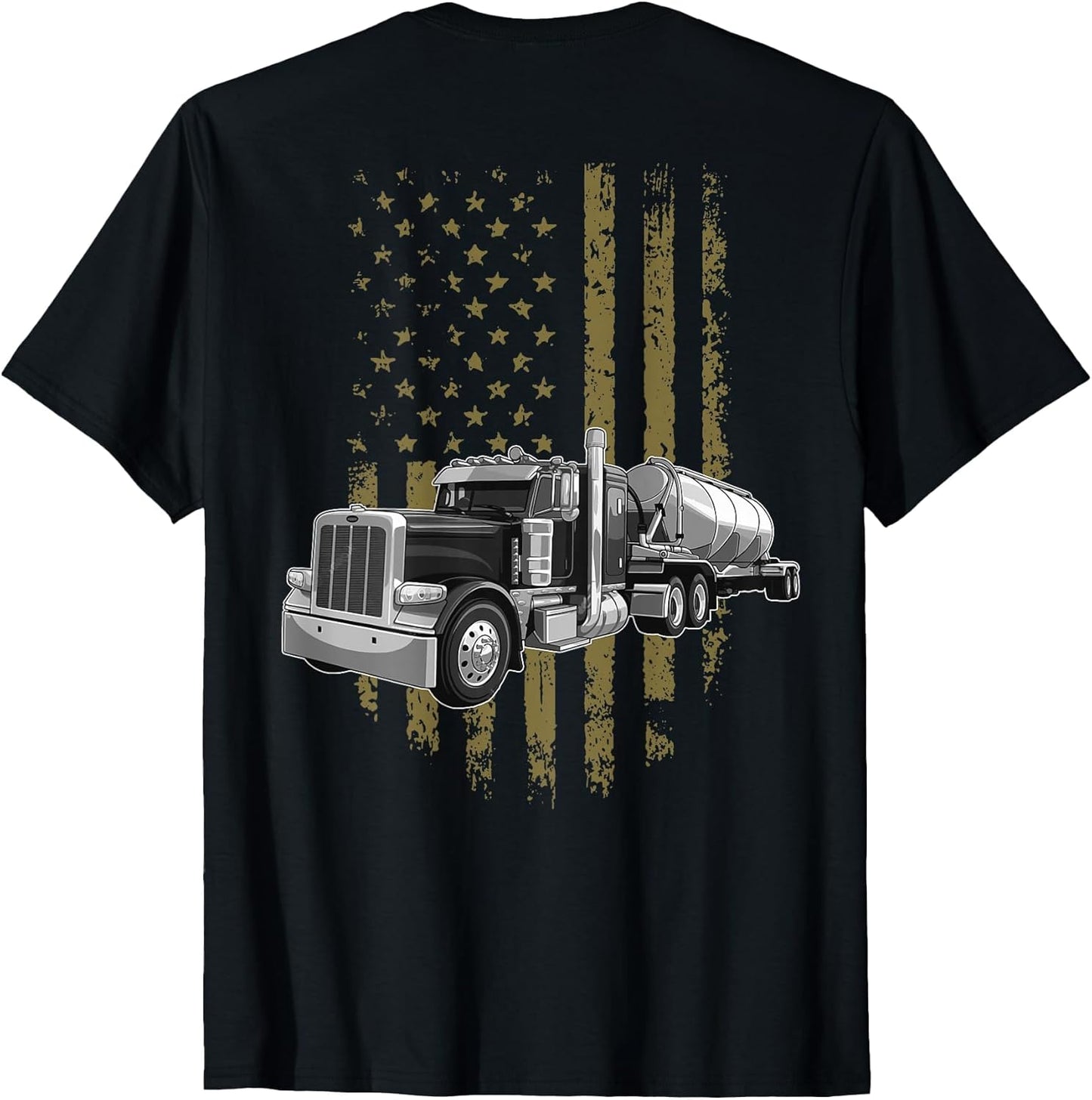 On Back- Big Rig Semi Trailer Truck Driver USA American Flag