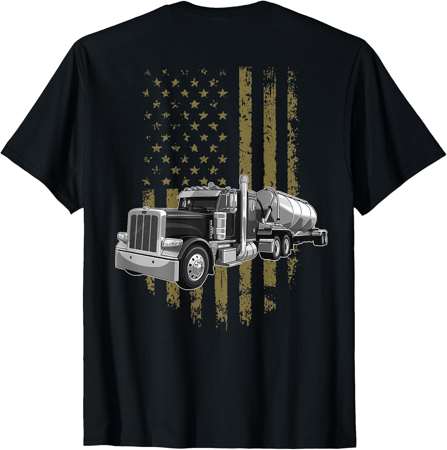On Back- Big Rig Semi Trailer Truck Driver USA American Flag