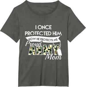 I Once Protected Him Now He Protects Me Proud Army Mom Shirt