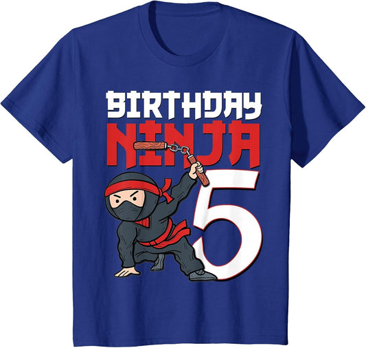 Kids 5th Birthday Ninja I'm 5 Years Old Bday Party Best Boy