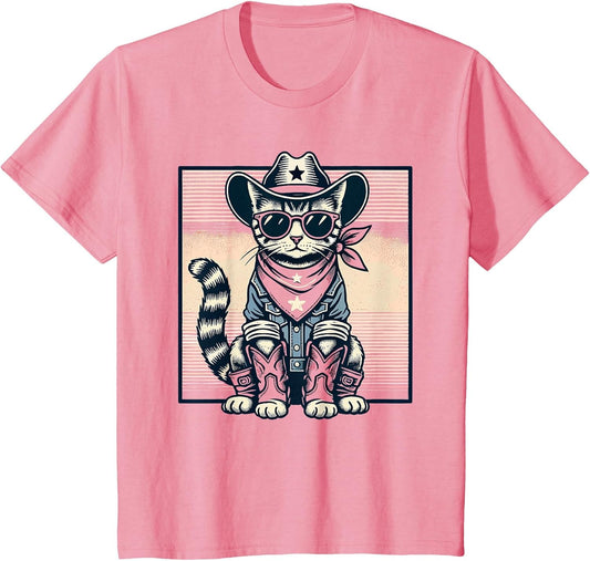 Pink Cowboy Cat Country Western Cottagecore Pink Cowgirl