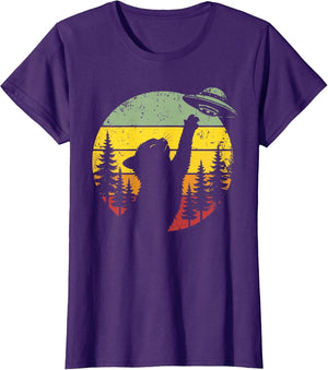 Cat UFO Shirt Alien Spaceship Retro Funny