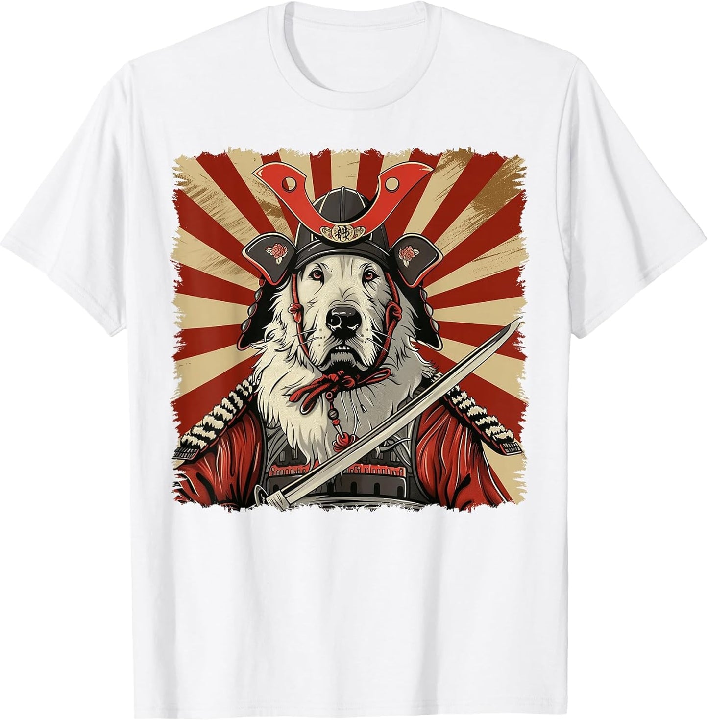 Great Pyrenees Dog Japanese Art Samurai Ukiyo-e Vintage