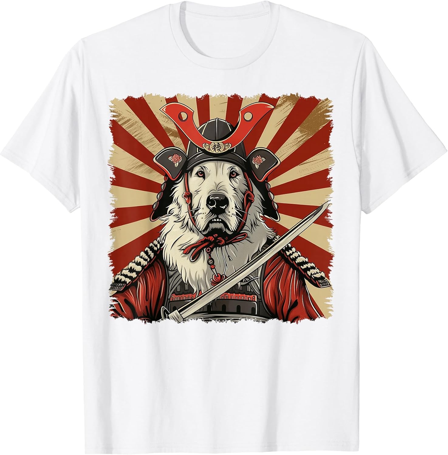 Great Pyrenees Dog Japanese Art Samurai Ukiyo-e Vintage