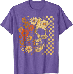 Floral Skull Grunge Retro Aesthetic Design