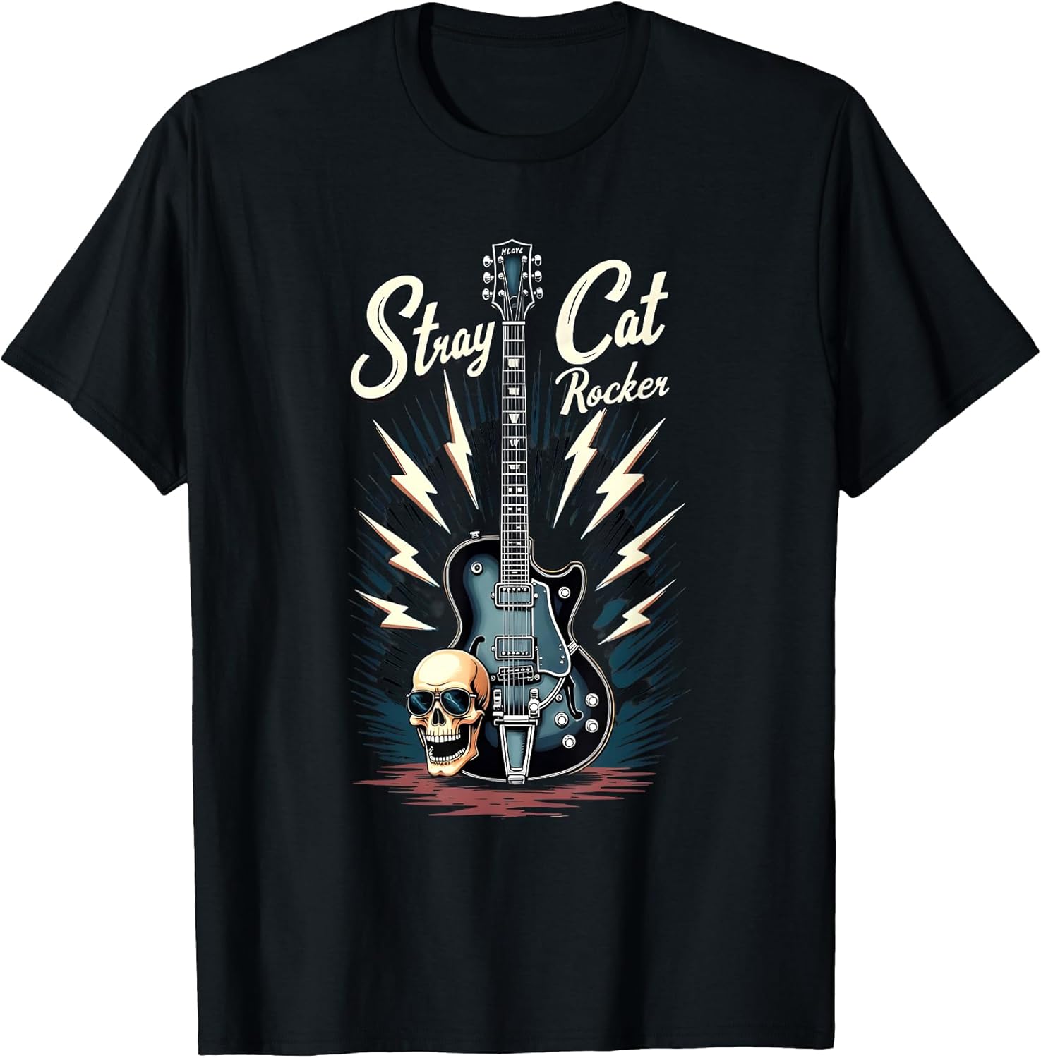 Rockabilly Guitar Style Rebel Stray Cat Rockabilly , Black, S